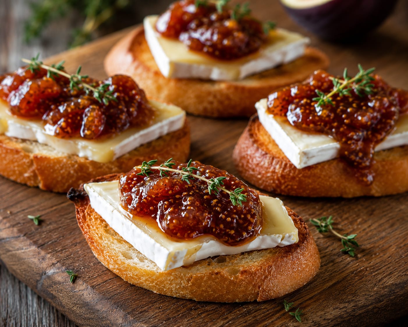 Brie & Fig Preserve Crostini with Honey Drizzle