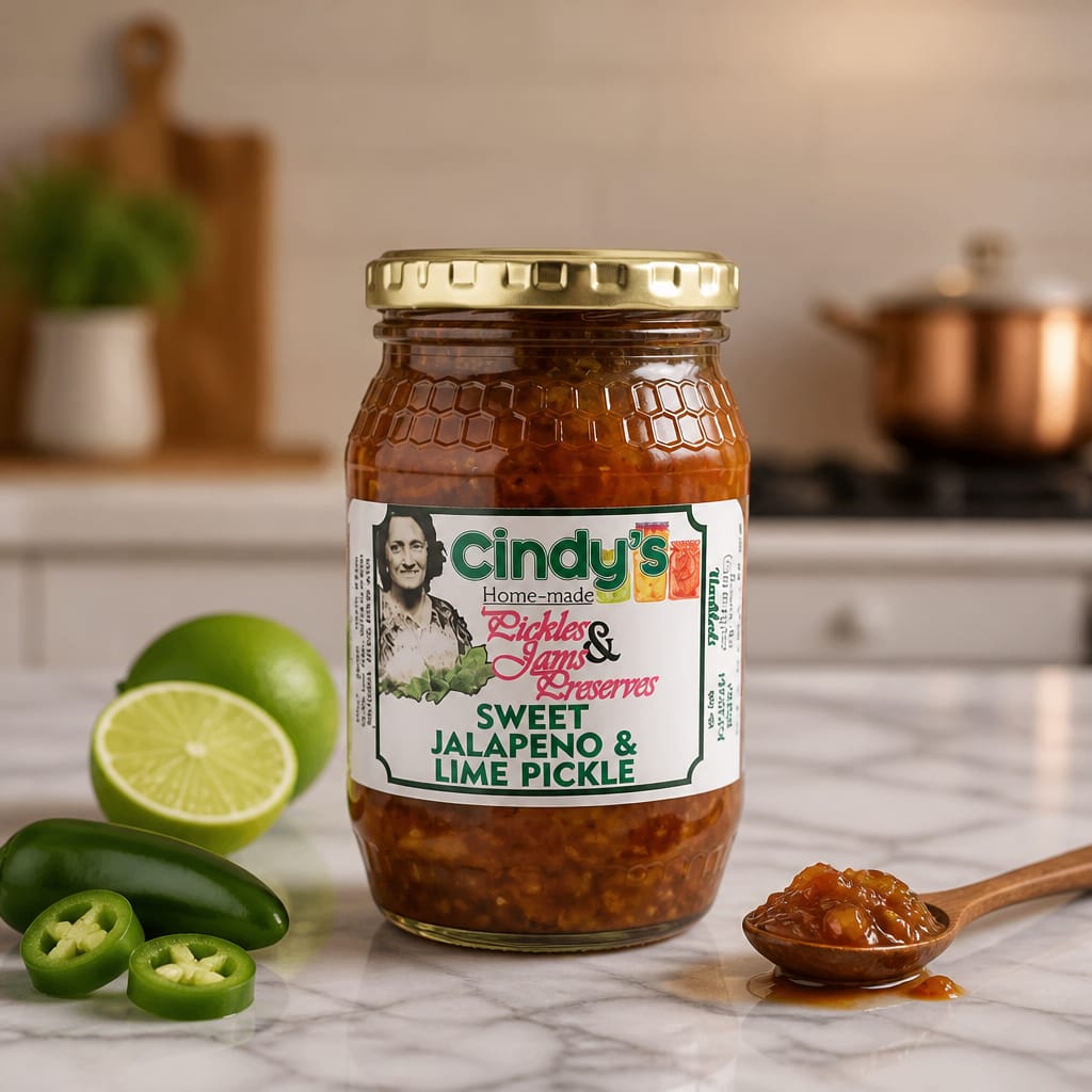 Cindys Sweet Jalapeño and Lime Pickle